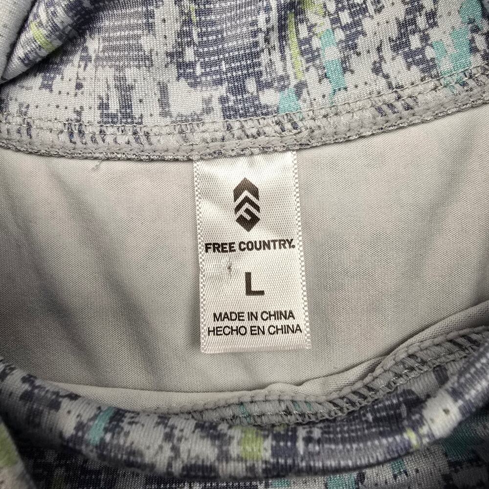 Women's Free Country Blue Geometric Pattern Turtle Neck Athletic Top |Size Large - Picture 9 of 10